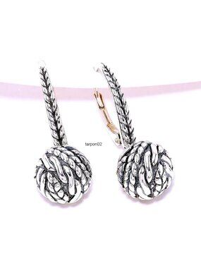 John Hardy JAI Ireland Cable Knit Lever-Back Sterling Silver Earrings 1" NIB